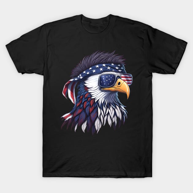 Patriotic Bald Eagle Mullet USA American Flag 4th of July T-Shirt by CraftingHouse's Design